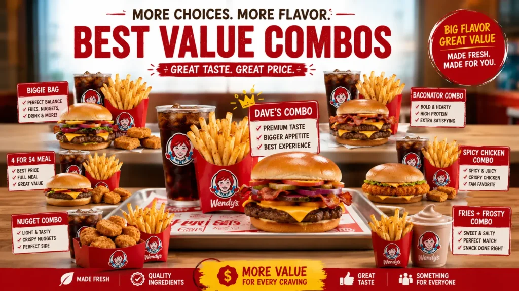 Best value combo meals at Burger King featuring Wendy's French Fries alongside burgers and drinks.