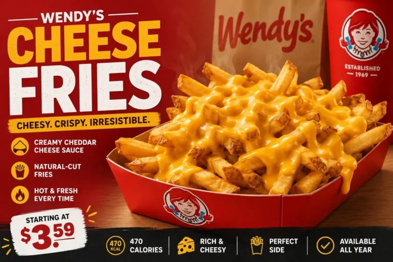 Enjoy Wendy's cheese fries, a new offering of crispy fries generously covered in creamy cheese sauce.