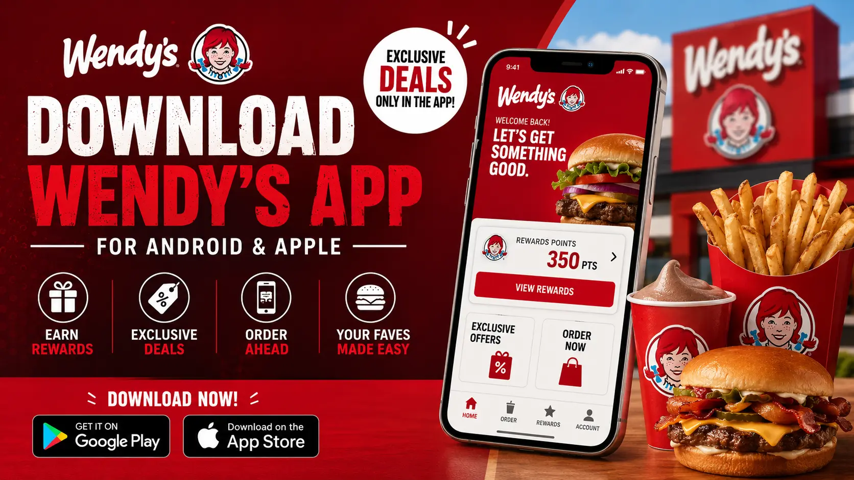 Wendy's app on an Android phone, highlighting the user-friendly layout and various meal choices available.