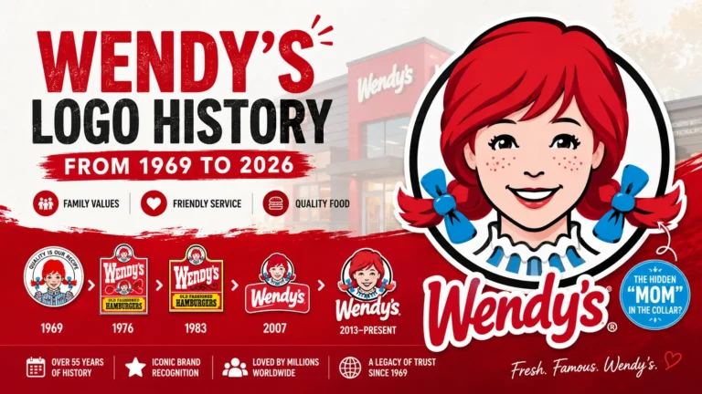 A visual timeline showcasing the evolution of the Wendy's logo over the years, highlighting design changes and branding.